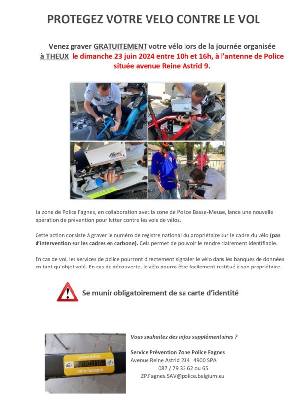 Protection de votre vélo contre le vol avec la Police Fagnes